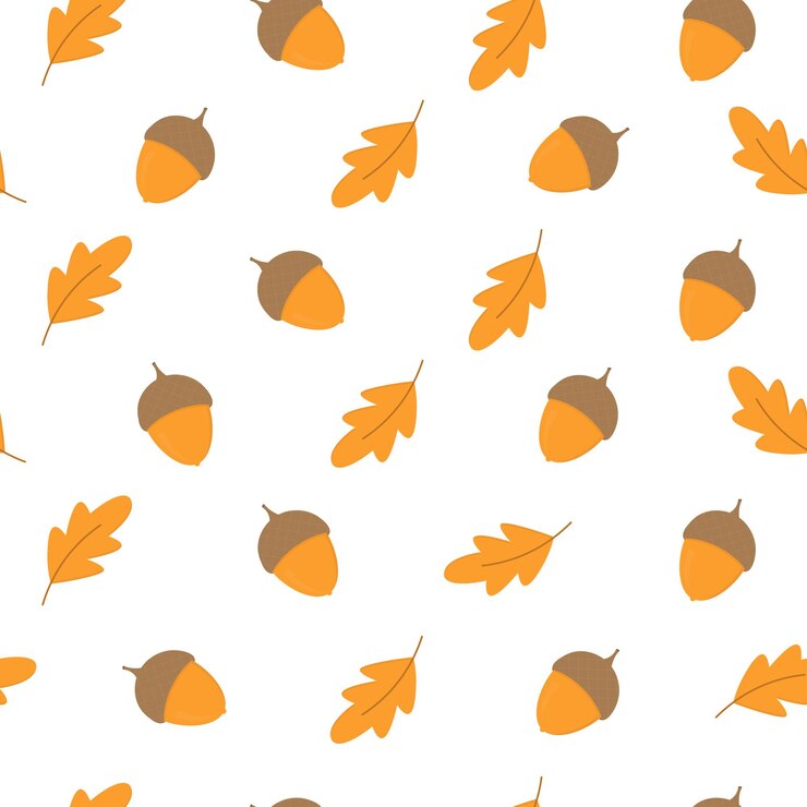 Acorn and leaves seamless pattern