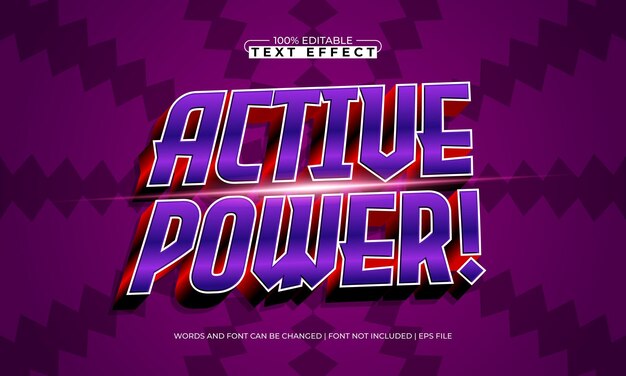 active power editable text effect with a race and sport text style