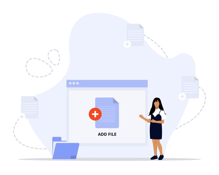 Vector add files concept illustration