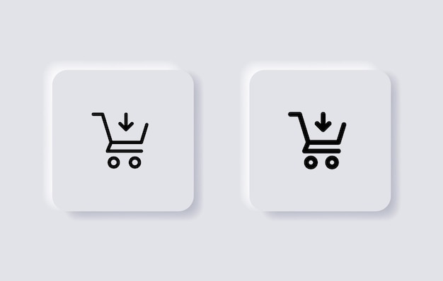 add to shopping cart arrow icon shop basket in neumorphism buttons or neumorphic ui ux app icons