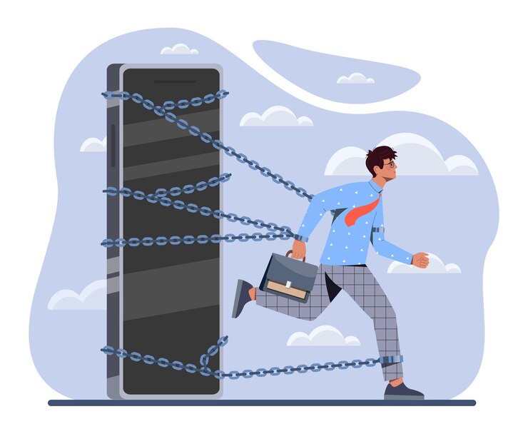 Vector addiction to smartphone vector concept
