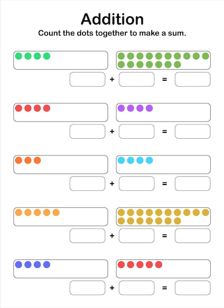 additions up to 40. count the dots together to make a sum.