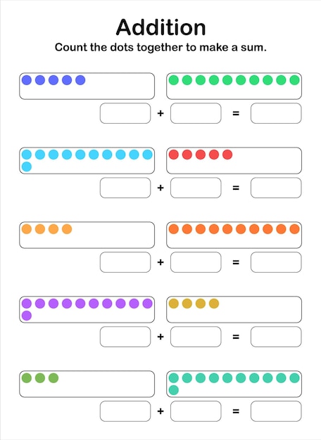 additions up to 40. count the dots together to make a sum.