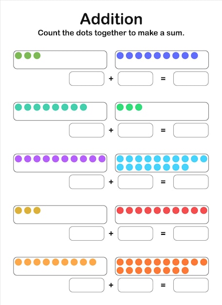 additions up to 40. count the dots together to make a sum.