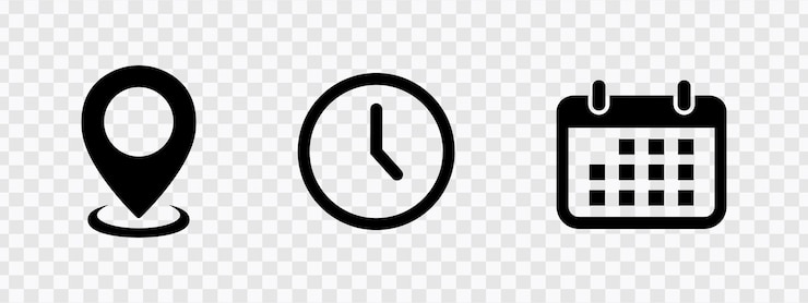 Address Time and Date Icon Set on Transparent Background
