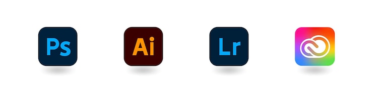 Vector adobe photoshop illustrator lightroom creative cloud top adobe apps logotype vector editorial zdolbuniv ukraine may 4 2023
