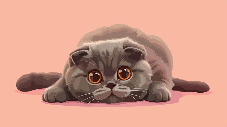 Adorable Gray Scottish Fold Kitten Portrait