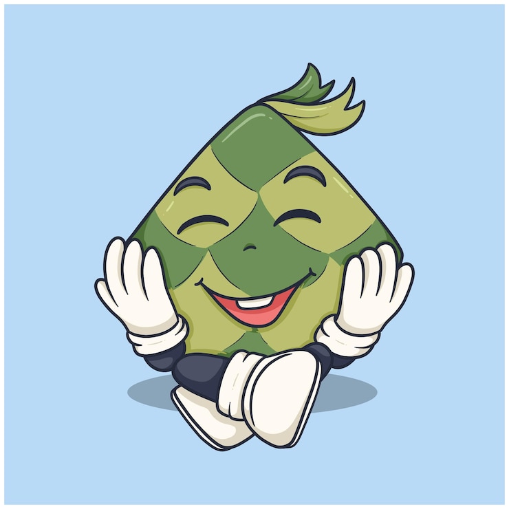 Vector adorable ketupat ramadhan character mascot cartoon