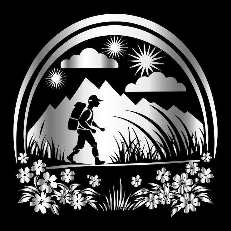 Vector adventure awaits vintage camping logo with retro mountain hiking emblem