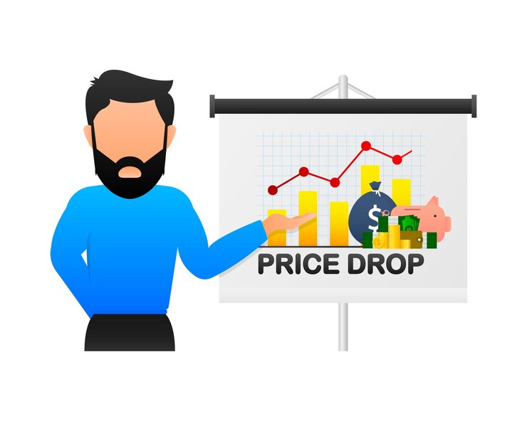 Vector advertising with flat price drop for banner design vector background sale banner mega sale price tag