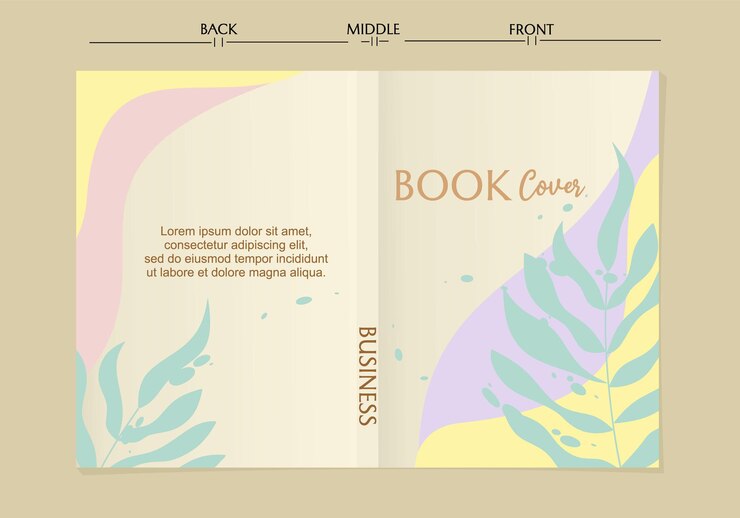 aesthetic book cover page collection. Templates with cute boho leaf. Perfect for diary, books