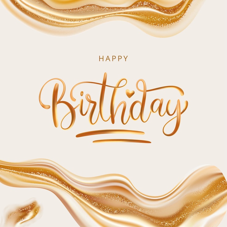 Aesthetic gold golden birthday party greeting card poster glitter elegant shine background d render
