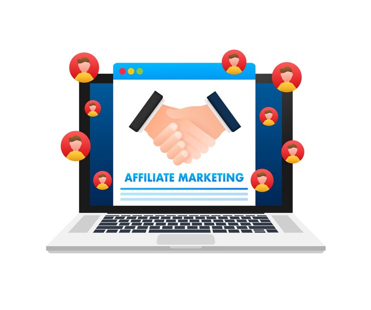 Vector affiliate marketing advertisement and marketing material referring friends vector stock illustration