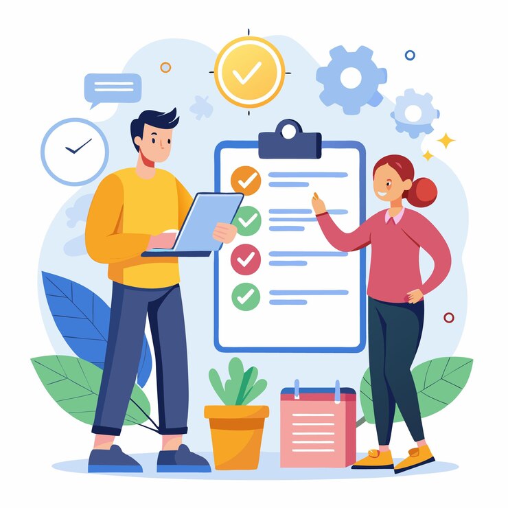 Vector aflatillustrationofamancheckingcustomer