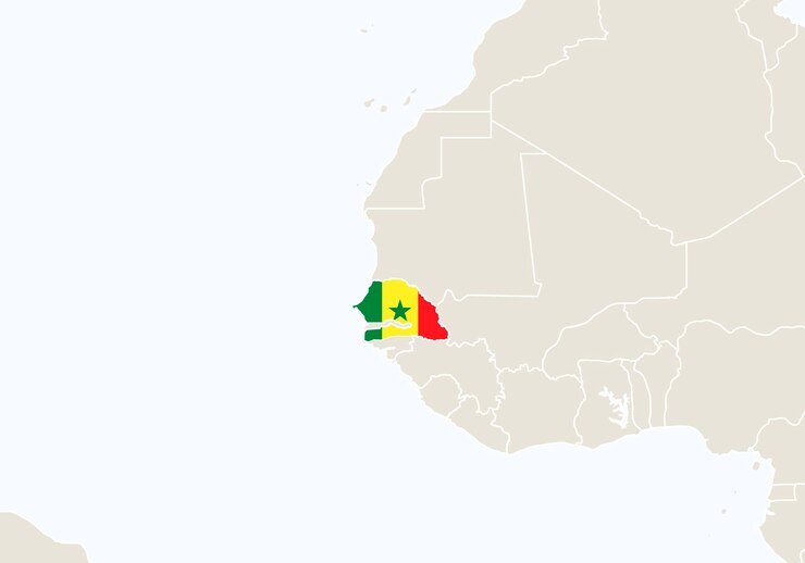 Vector africa with highlighted senegal map. vector illustration.