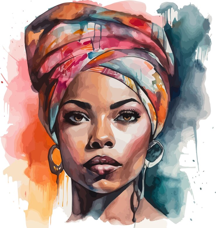 African American Black Women illustration vector Watercolor Clipart