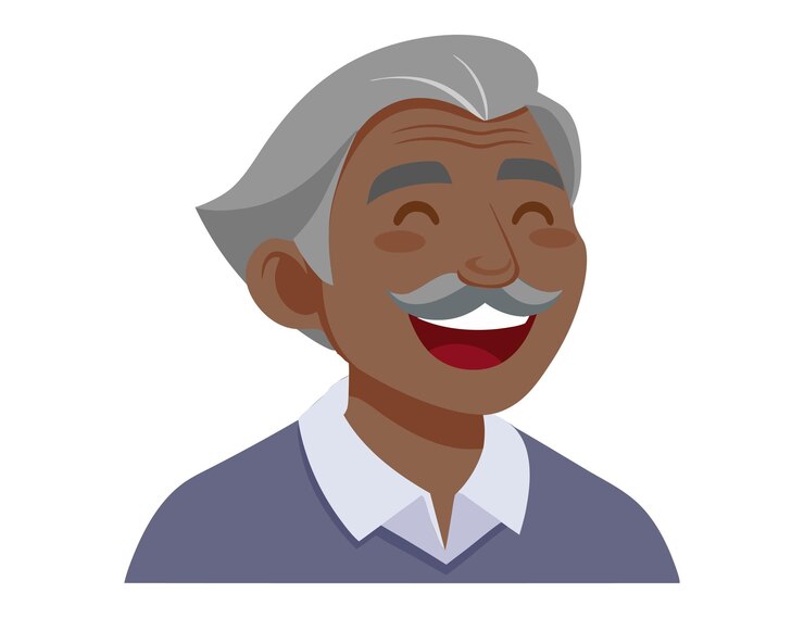 African American elderly happy man a grandfather with gray hair and a mustache Mature character i