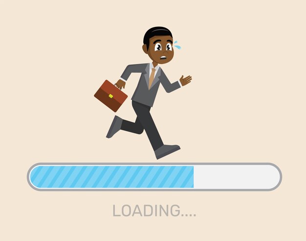 African Businessman running on loading bar. 