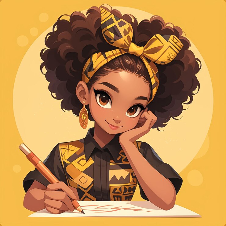 Vector african girl in her 50s participating in a workshop