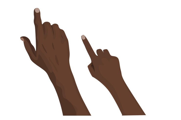 African hands touching flat vector illustration