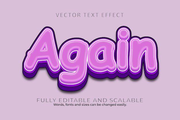 again editable text effect 3 dimension emboss cartoon style