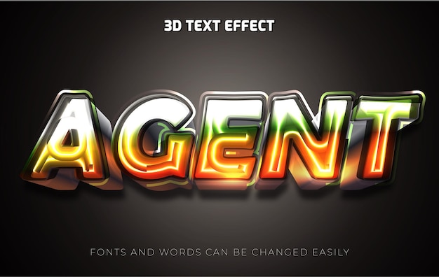 Agent star 3d editable text effect style