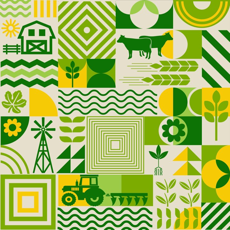 Agricultural background in a geometric style