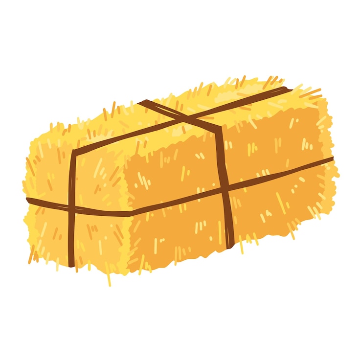 Vector agricultural haycock in cartoon flat style rural hay rolled stack dried farm haystack vector illustration of fodder straw