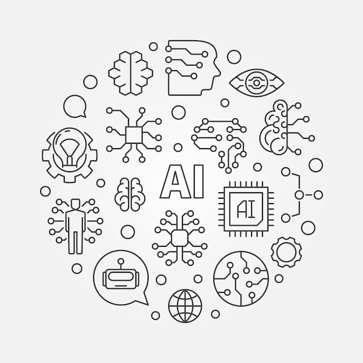 AI concept round illustration Artificial Intelligence vector symbol