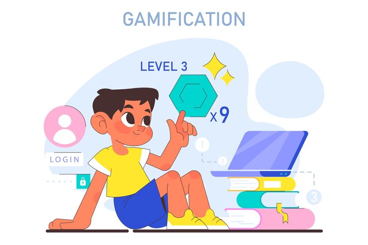 Vector ai in children education little school girl gaining knowledge with help