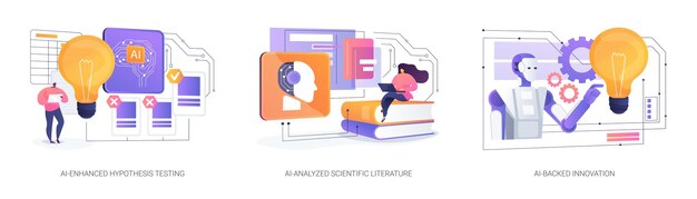 AI in Scientific Research and Development abstract concept vector illustrations