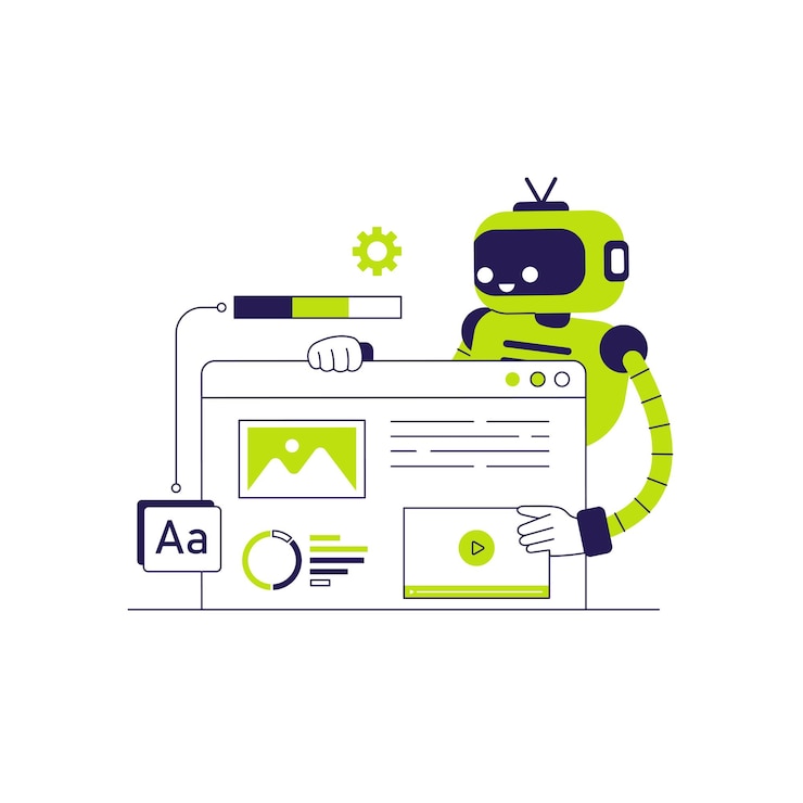 Vector ai robot generate web interface automatically concept illustration