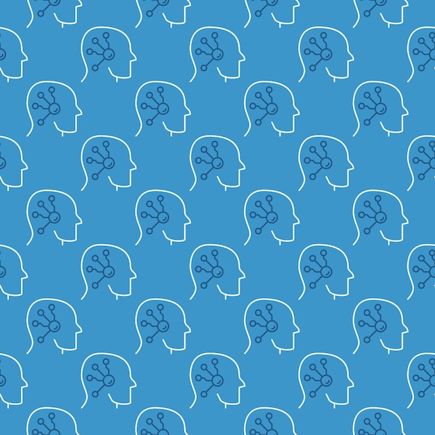 AI Technology in Head vector colored seamless pattern