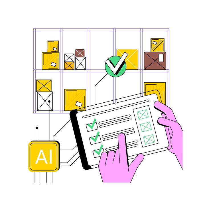 Vector aibacked inventory management abstract concept vector illustration