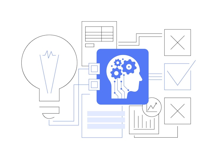 Vector aienhanced hypothesis testing abstract concept vector illustration
