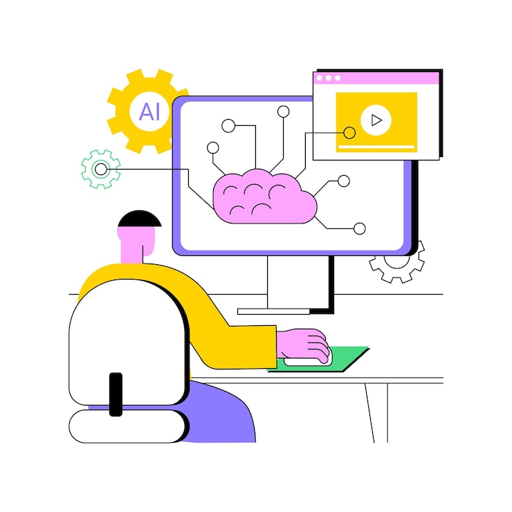 Vector aiguided selfhelp customer service abstract concept vector illustration customer service aidriven