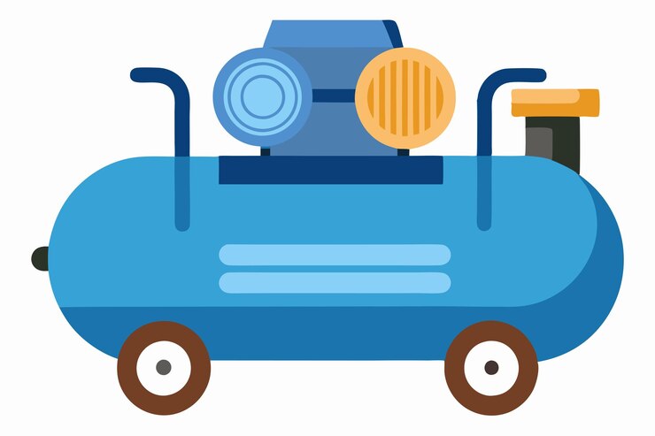 Vector air compressor clipart cartoon style vector illustration