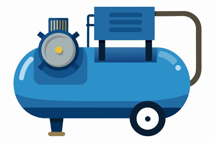 Vector air compressor clipart cartoon style vector illustration