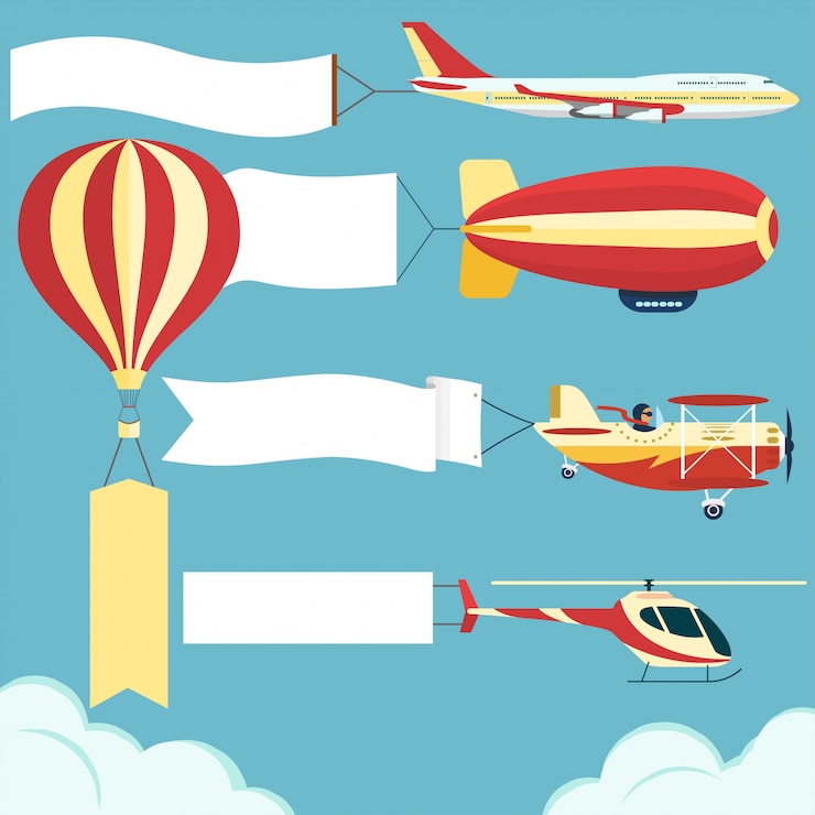 Vector airplane with blank board