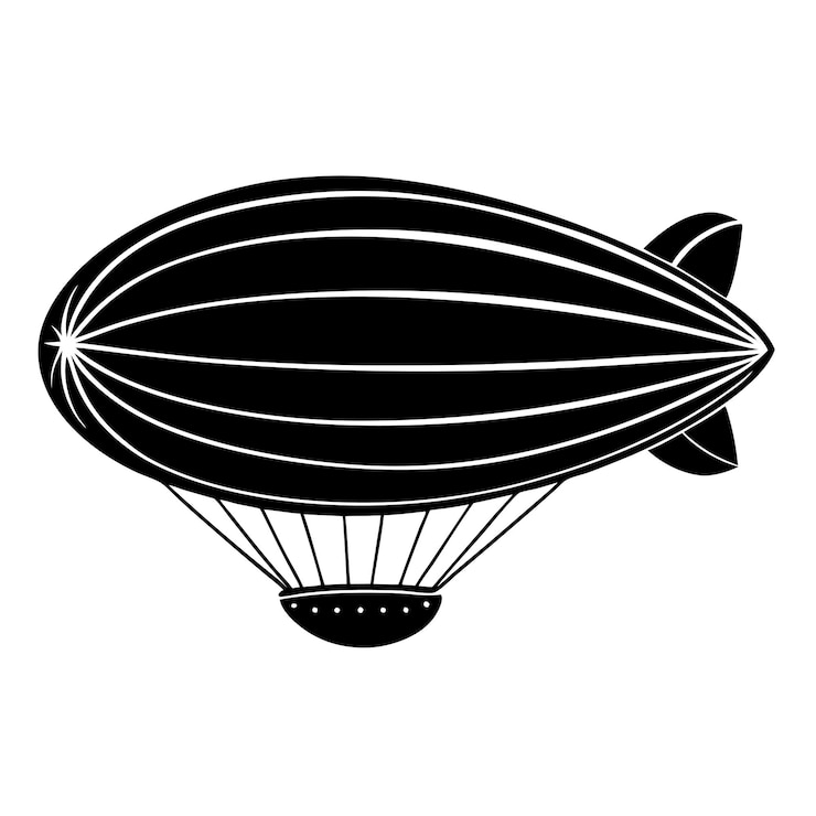 Vector airship blimp silhouette vector illustration