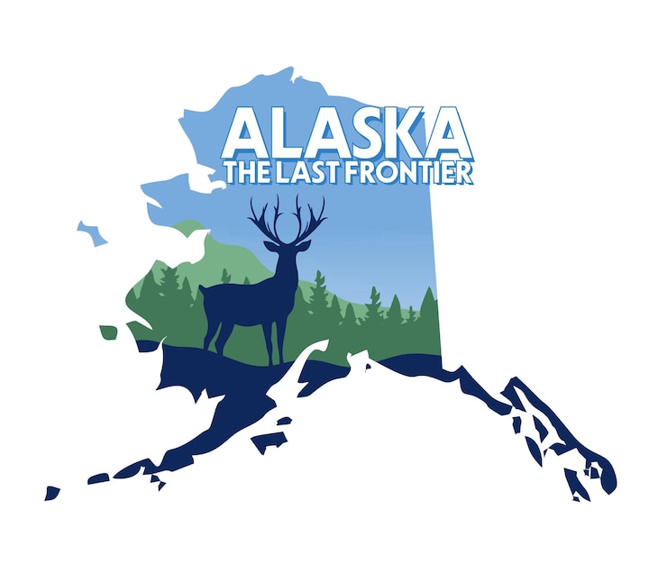 Vector alaska state with beautiful mountain views