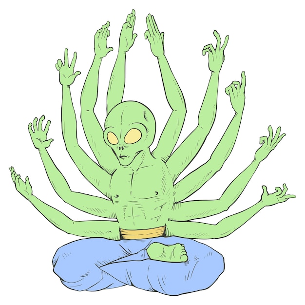 Alien Meditation Illustration