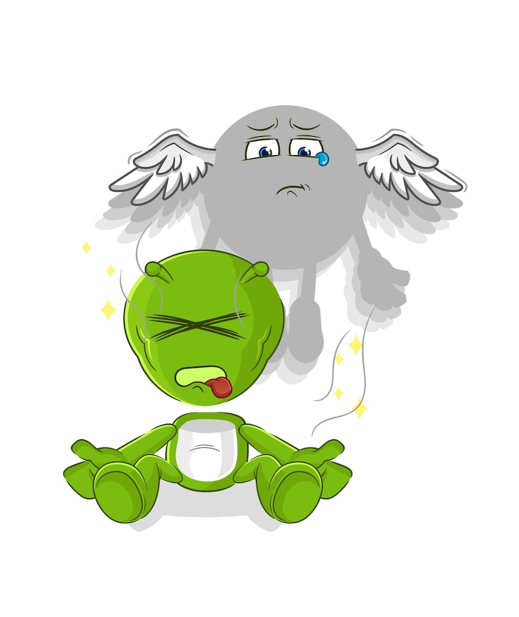 Vector alien spirit leaves the body mascot cartoon vector