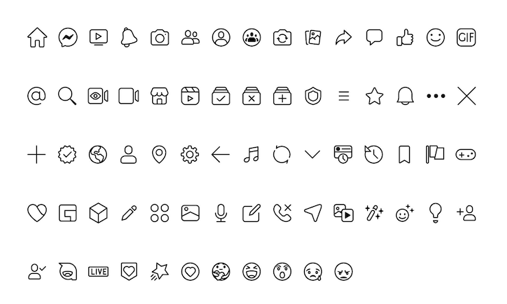Vector all facebook icons set social media ui vector icon set
