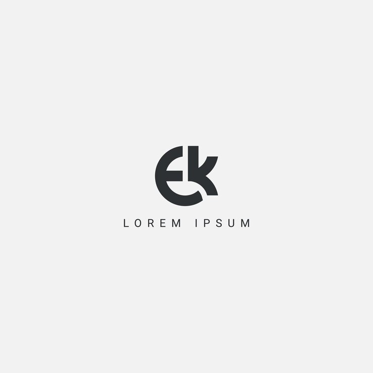 Vector alphabet letter ek ke logo minimal monogram icon design vector template