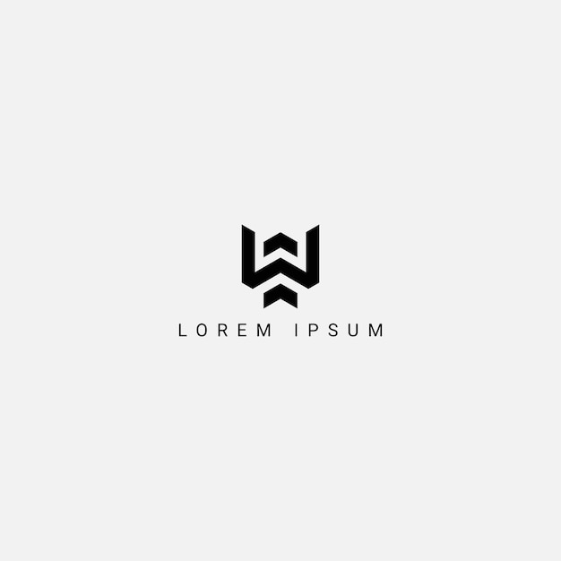 Alphabet letter WE EW logo icon design with black color white background vector element