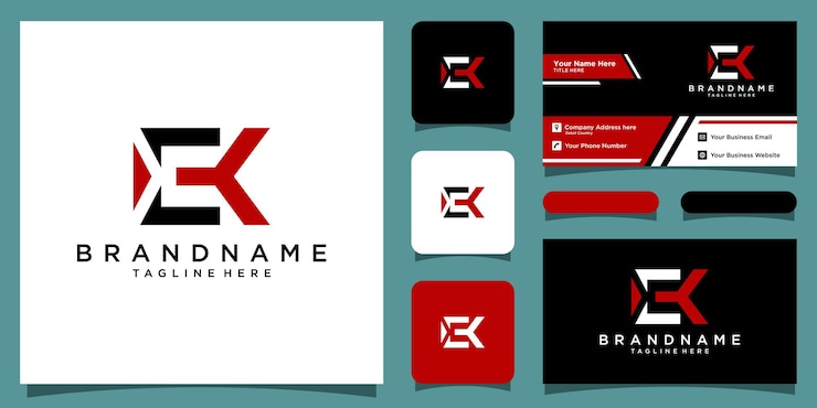Vector alphabet letters initials monogram logo ek ,ke , e and k premium vector