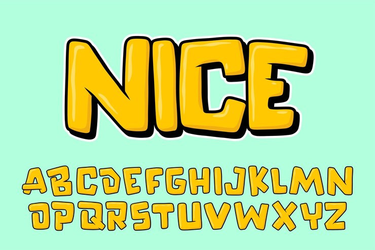 Vector alphabet yellow cute simple graffity text vector letter