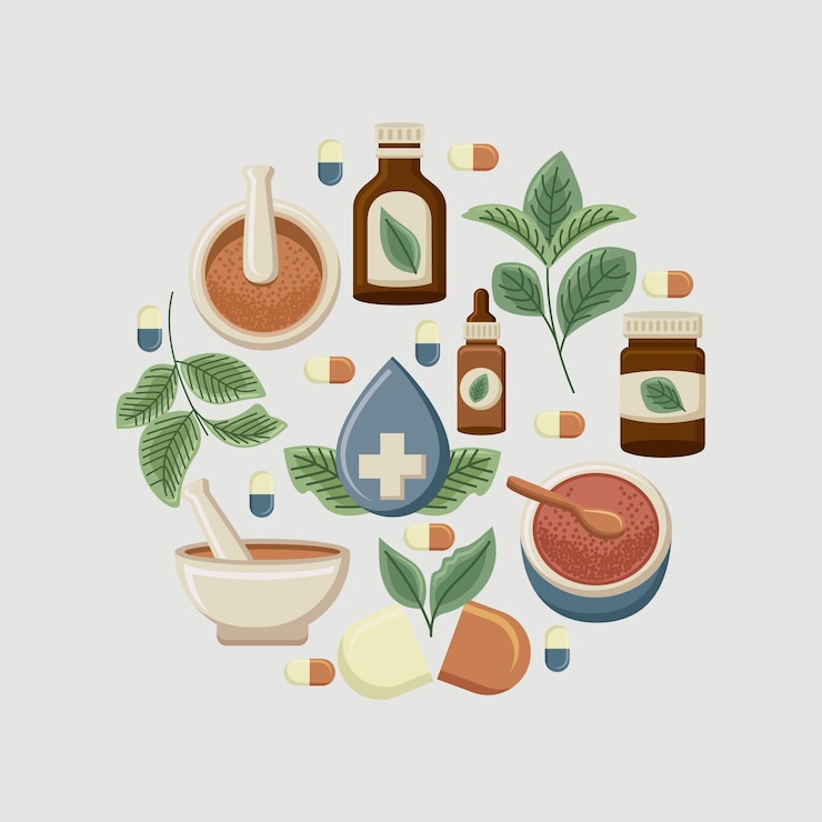 Vector alternative medicine elements around