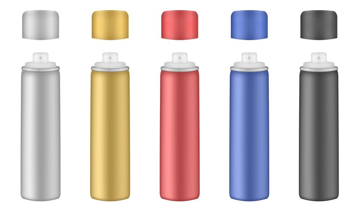 Vector aluminium tube for hairspray air freshener container thermal water spray bottle silver gold red blue and black bottles